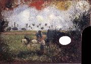 The artist-s palette with a landscape